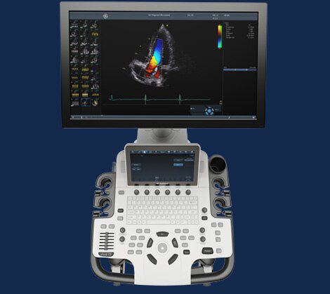 Ecografo su piattaforma - Vivid™ T9 - GE Healthcare - per ecografia cardiovascolare / in bianco e nero / con doppler a colori