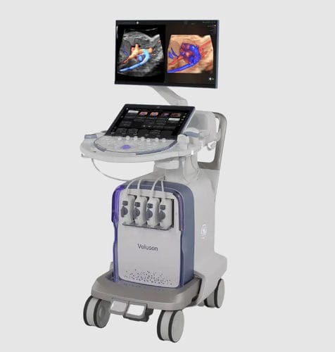 Ecografo su piattaforma - Voluson™ Expert 20 - GE Healthcare - per ecografia ginecologica ed ostetrica / in bianco e nero / con doppler a colori