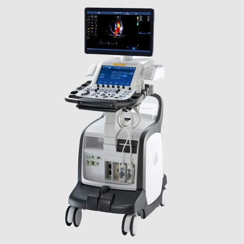 Ecografo su piattaforma - Vivid™ E90 - GE Healthcare - per ecografia cardiovascolare / in bianco e nero / con doppler a colori