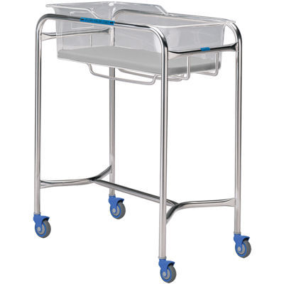 Culla pediatrica con rotelle - P-1110-SS - Pedigo - in acciaio inossidabile / trasparente