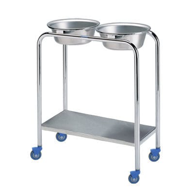 Porta-catino con due catini - P-1079-W/S-SS - Pedigo - con rotelle / in acciaio inossidabile