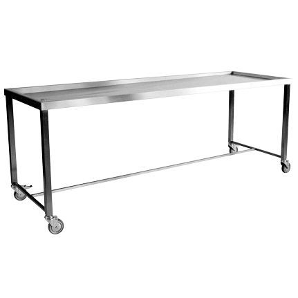 Tavolo di autopsia - AUT000C - Fiocchetti Scientific - rettangolare / in acciaio inossidabile / su rotelle
