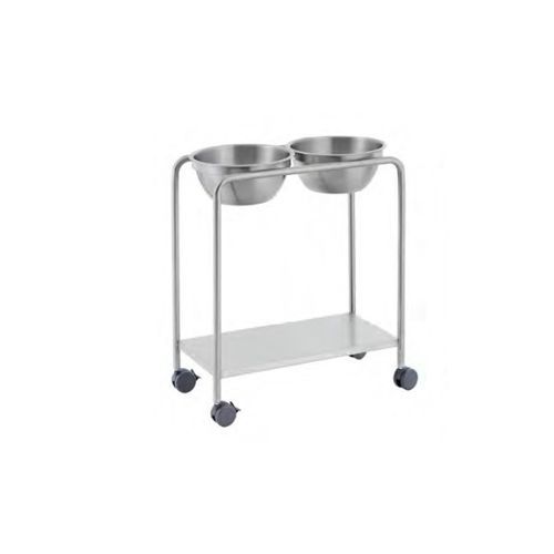 Porta-catino con due catini - 40575 - Üzümcü Medical Devices - con rotelle / in acciaio inossidabile