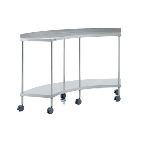 Tavolo da lavoro - 40200 - Üzümcü Medical Devices - semicircolare / su rotelle / in acciaio inossidabile