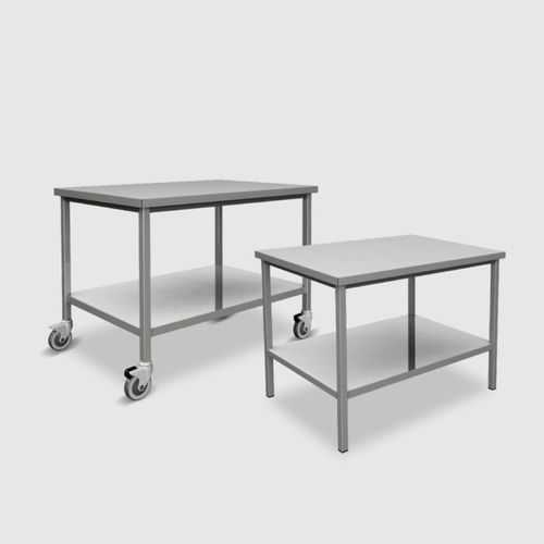 Tavolo da lavoro - 999TA series - Steelco - rettangolare / su rotelle / in acciaio inossidabile