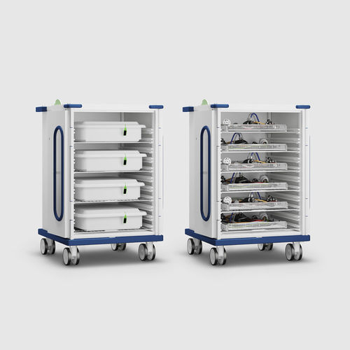 Carrello medico - T361 - Steelco - per endoscopio / di trasporto / con cestello