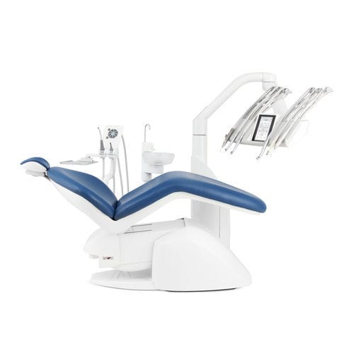 Riunito odontoiatrico con poltrona elettrica - PACIFIC® NEO.2 - Airel-Quetin - con poggiatesta flessibile / con camera intraorale / con portastrumenti