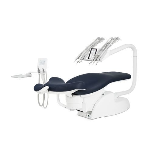 Riunito odontoiatrico con poltrona elettrica - PE9 EVO.2 - Airel-Quetin - con poggiatesta flessibile / ambidestro / con camera intraorale