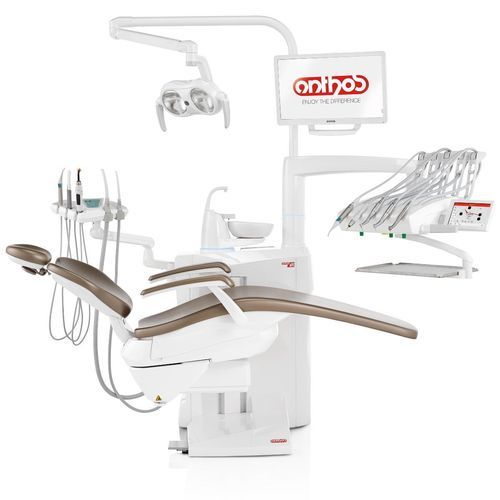 Riunito odontoiatrico con poltrona elettrica - C9 - Anthos   - compatto / con poggiatesta flessibile / con sistema di igiene