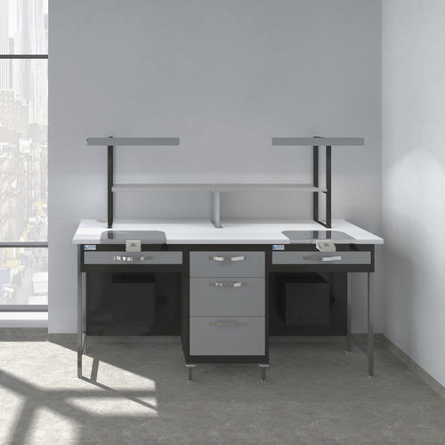 Postazione di lavoro per laboratorio odontotecnico con illuminazione - FOCUS  - ASTRA MOBILI METALLICI   - modulare / in acciaio inossidabile