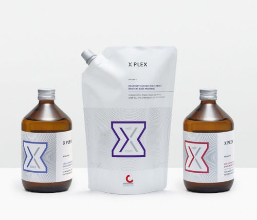 Materiale odontoiatrico in resina - XPLEX - Candulor - gengivale / per fabbricazione di dentiere / in polvere