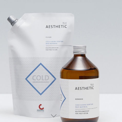 Materiale odontoiatrico in resina - AESTHETIC BLUE - Candulor - gengivale / per fabbricazione di dentiere / in polvere