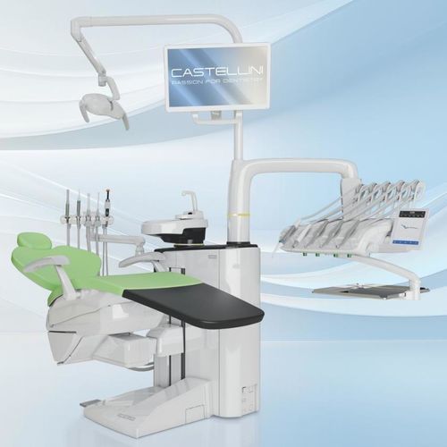 Riunito odontoiatrico con poggiatesta flessibile - AREA - Castellini - con monitor / con sistema di igiene / con camera intraorale