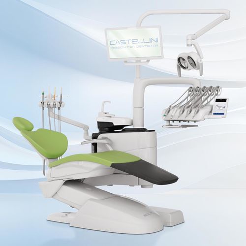 Riunito odontoiatrico con poltrona - Skema 8  - Castellini - compatto / con poggiatesta flessibile / con monitor