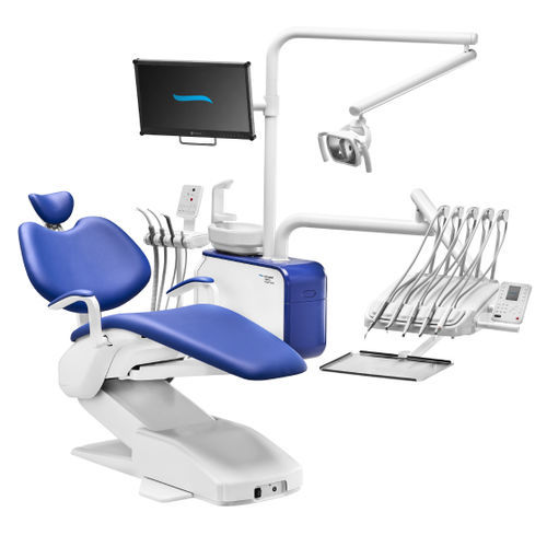Riunito odontoiatrico con poltrona elettrica - Model One - DIPLOMAT DENTAL s.r.o. - con poggiatesta flessibile / compatto / con monitor