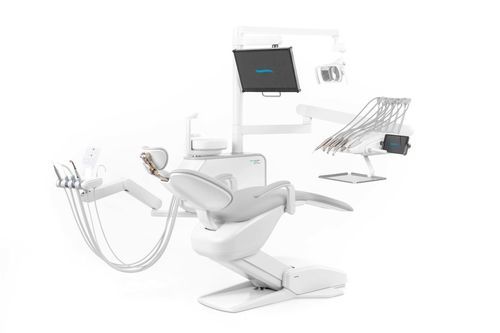 Riunito odontoiatrico con poltrona - Model Pro 500 - DIPLOMAT DENTAL s.r.o. - compatto / con poggiatesta flessibile / ambidestro