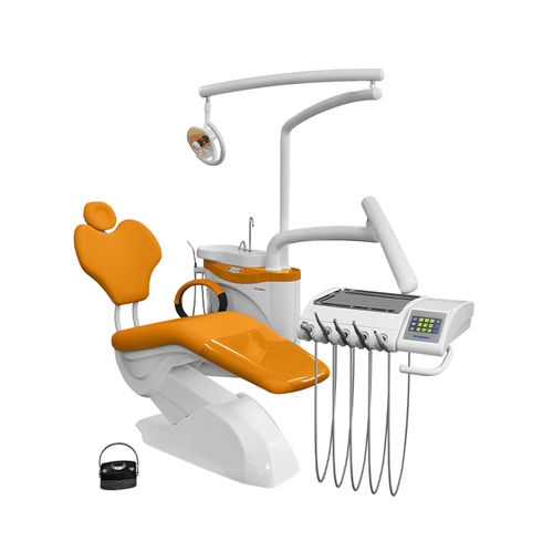 Riunito odontoiatrico con poggiatesta flessibile - 654 NIKA - CHIROMEGA - con sistema di igiene / con portastrumenti / con illuminazione LED