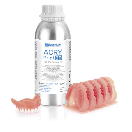 Materiale odontoiatrico in resina - ACRY RU-004 HI - Ruthinium Group - per stampa 3D / per fabbricazione di dentiere / fotopolimerizzable