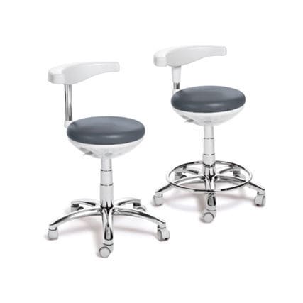 Sgabello per studio odontoiatrico - Assist - EURODENT - ad altezza regolabile / con rotelle / con schienale
