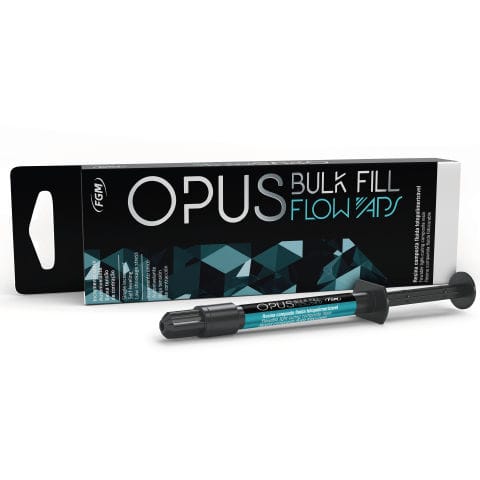 Materiale odontoiatrico in composito fluido - Opus Bulk Fill Flow  - FGM Dental Products - per ricostruzione dentale / per denti posteriori / traslucido