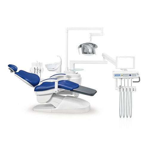 Riunito odontoiatrico con poltrona - AL-398HF - Foshan Anle Medical Apparatus - con poggiatesta flessibile / con sistema di igiene / con portastrumenti