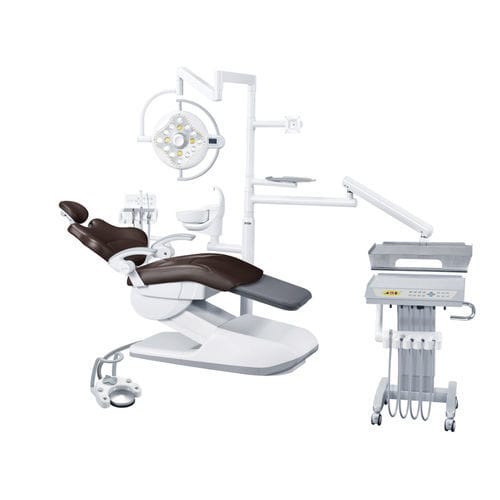 Riunito odontoiatrico con poltrona elettrica - AL-388S1 - Foshan Anle Medical Apparatus - con poggiatesta flessibile / con sistema di igiene / con portastrumenti