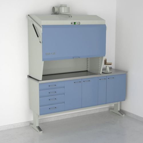 Postazione di lavoro per laboratorio odontotecnico con ripiani - 2+9+15+7, E58/G130 - ERIO - con cassetti