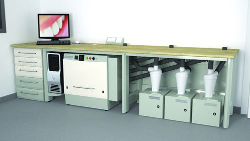 Tavolo di procedura da laboratorio -  W22+T/125+T125, AS/CAM3+N.3 CICLONE  - ERIO - per laboratorio odontotecnico / con cassetti / con porta