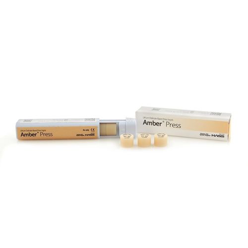 Materiale odontoiatrico in disilicato di litio - Amber® Press - HASS CORP   - per inlay / per faccette dentali / per onlay