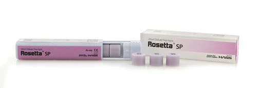 Materiale odontoiatrico in ceramica di vetro - Rosetta® SP - HASS CORP   - in disilicato di litio / per inlay / per faccette dentali