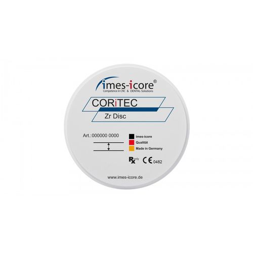 Materiale odontoiatrico in diossido di zirconio - CORiTEC® ZR DISC - imes-icore GmbH - per ricostruzione dentale / di fresatura / ad alta traslucidità