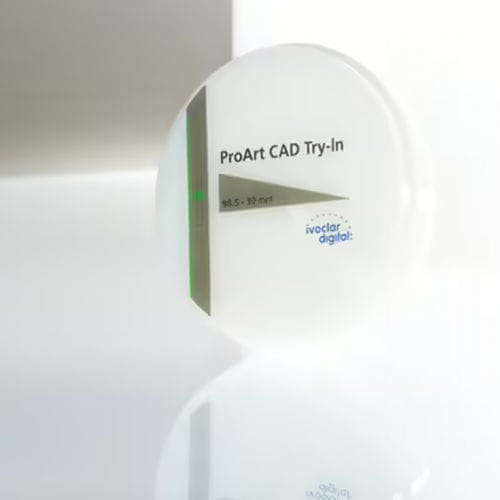 Materiale odontoiatrico in PMMA - ProArt CAD®  - Ivoclar Vivadent - per ricostruzione dentale / CAD CAM / bianco