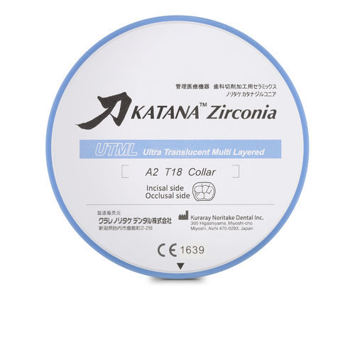 Materiale odontoiatrico in zircone - KATANA™ UTML - Kuraray Noritake Dental - per ponti dentali / per corone dentali / per ricostruzione dentale