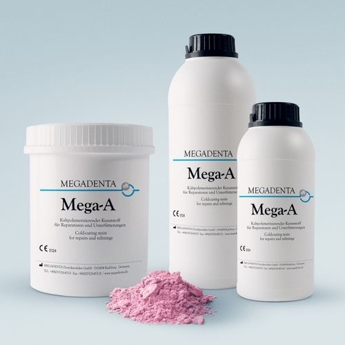 Materiale odontoiatrico in resina - MEGA-A - MEGADENTA Dentalprodukte GmbH   - per protesi dentarie / per fabbricazione di dentiere / in polvere