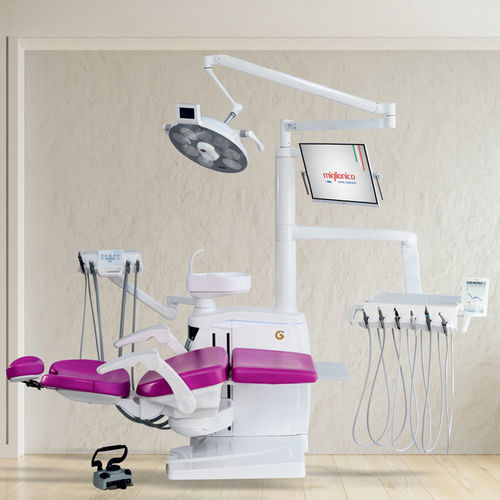 Riunito odontoiatrico con poltrona elettrica - G60  - Miglionico - con poggiatesta flessibile / con sistema di igiene / con portastrumenti