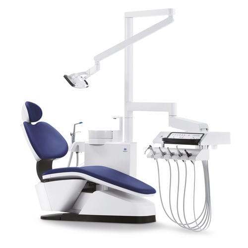 Riunito odontoiatrico con poltrona idraulica - Signo T100 - Morita - con sistema di igiene / con portastrumenti / con illuminazione LED