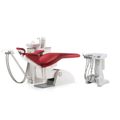 Riunito odontoiatrico con poltrona ad azionamento elettropneumatica - Carving Plus Cart - O.M.S. S.p.A. OFFICINE MECCANICHE SPECIALIZZATE   - compatto / con portastrumenti