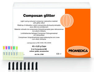 Materiale odontoiatrico in compomero - Composan glitter - Promedica Dental Material GmbH   - per otturazione canalare / radiopaco