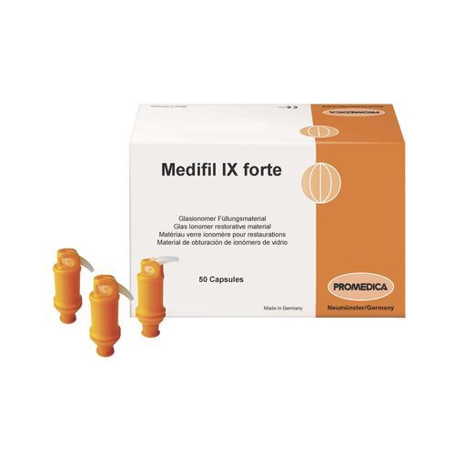 Materiale odontoiatrico vetroionomero - Medifil IX forte - Promedica Dental Material GmbH   - per ricostruzione dentale / capsula / provvisorio