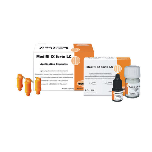 Materiale odontoiatrico vetroionomero - Medifil IX forte LC - Promedica Dental Material GmbH   - per ricostruzione dentale / fotopolimerizzable / radiopaco