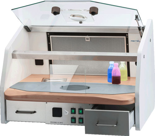 Postazione di lavoro per laboratorio odontotecnico con illuminazione - ERGORET CC KFO  - REITEL Feinwerktechnik - elevabile / in acciaio inossidabile