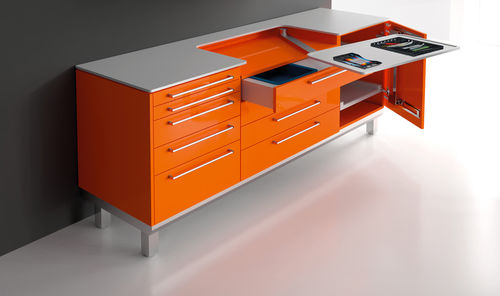 Tavolo di procedura con cassetti - S_tray - SARATOGA - con scomparti