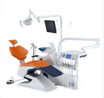Riunito odontoiatrico con poltrona - Taurus G2 - Shinhung - con monitor / con portastrumenti / con illuminazione
