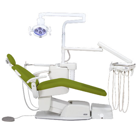 Riunito odontoiatrico con poltrona - 8000DY POST MOUNTED - Summit Dental Systems   - con portastrumenti / con illuminazione / pediatrico