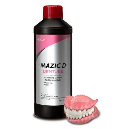 Materiale odontoiatrico in resina - MAZIC D DENTURE - VERICOM Co., Ltd.   - per stampa 3D / per fabbricazione di dentiere / opaco