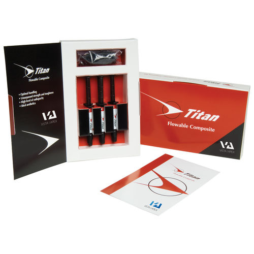 Materiale odontoiatrico in composito fluido - Titan  - Vista Dental Products   - per ricostruzione dentale / traslucido / bianco