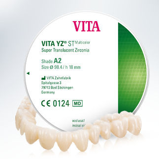 Materiale odontoiatrico in zircone - YZ® ST - VITA Zahnfabrik H. Rauter GmbH & Co.KG   - per ricostruzione dentale / CAD CAM / monocromatico