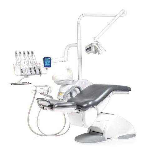 Riunito odontoiatrico con poggiatesta flessibile - V8 TOUCH NL - VITALI S.R.L.   - con monitor / con sistema di igiene / con portastrumenti