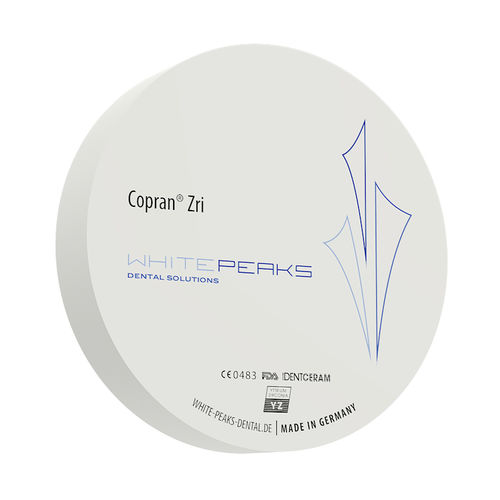 Materiale odontoiatrico in zircone - Copran® Zri 98 - Whitepeaks Dental Solutions GmbH - per ponti dentali / bianco / precolorato