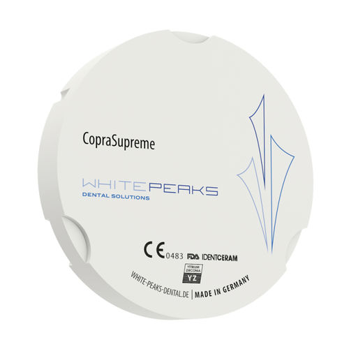 Materiale odontoiatrico in zircone - CopraSupreme 95 - Whitepeaks Dental Solutions GmbH - per ricostruzione dentale / traslucido / bianco
